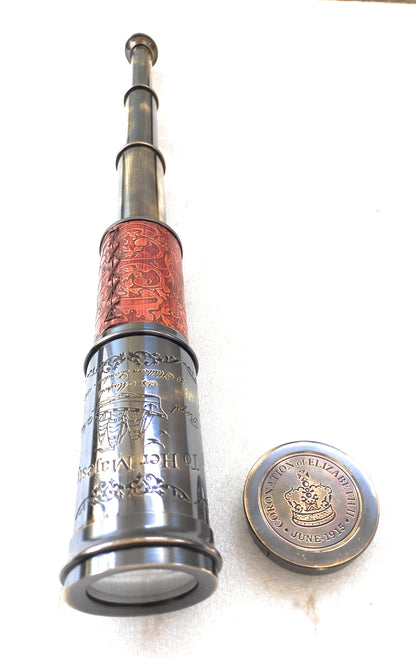Spyglass fait à la main 20" Télescope antique Réplique nautique Fonctionnelle Grossissement 20x