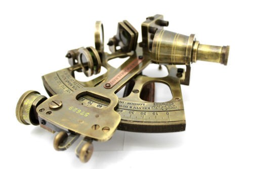 Sextant micrométrique avec boîte, Sextant en laiton avec boîte - Royal Navy