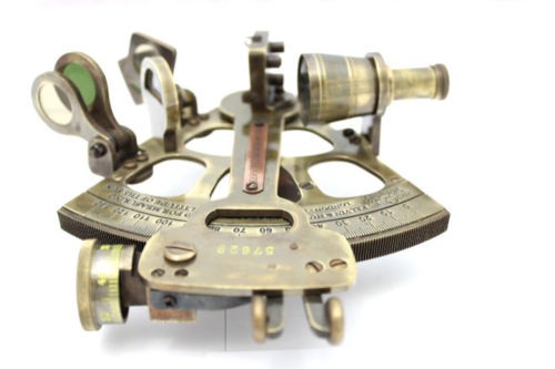 Sextant micrométrique avec boîte, Sextant en laiton avec boîte - Royal Navy