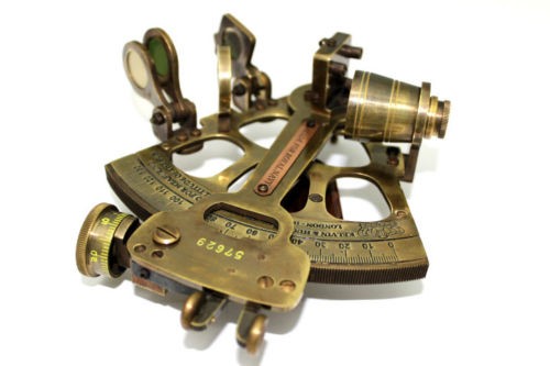 Sextant micrométrique avec boîte, Sextant en laiton avec boîte - Royal Navy