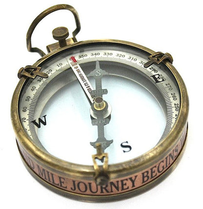 Vergrößerter Kompass aus Messing mit Holzbox