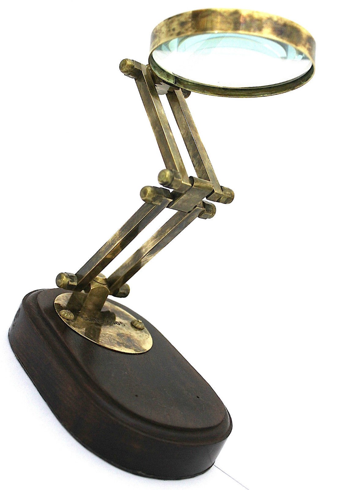 Brass Magnifying Glass on Wooden Base