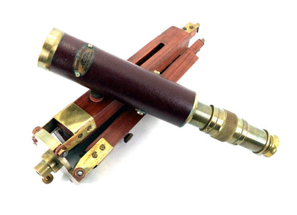Télescope de bureau en laiton avec trépied en bois
