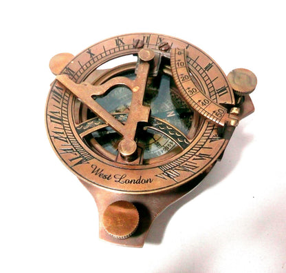 Antiker Sonnenuhr-Kompass aus Messing, 7,6 cm, West London, Großhandelsposten