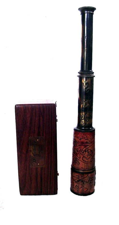 Télescope nautique antique à longue-vue 40,6 cm, cadeau marine dans une boîte souvenir