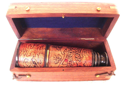 Télescope nautique antique à longue-vue 40,6 cm, cadeau marine dans une boîte souvenir