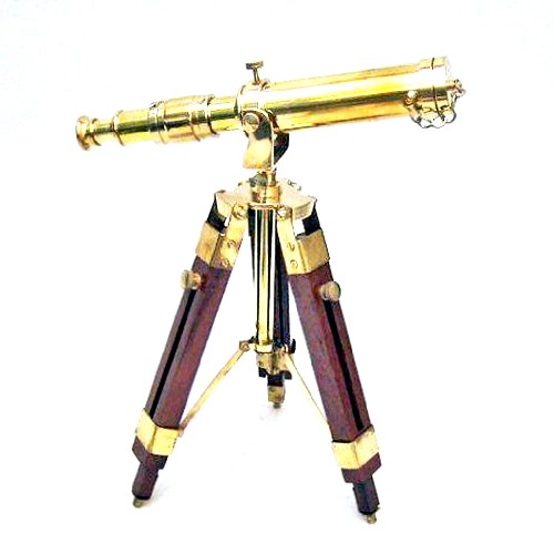 Brass Telescope 10" with wood tripod stand