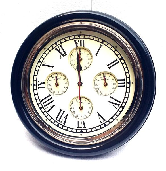 Antique world time wall clock