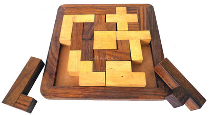 Square Wood Puzzle Tangram Game