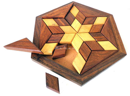 Hexa Wood Tangram Puzzle Game