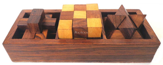 Jeu de puzzle cube en bois - Ensemble de 3