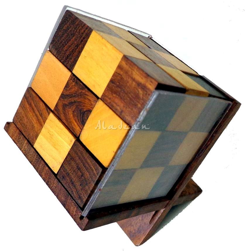 Kid Safe Wood Cube Mind Teaser Game