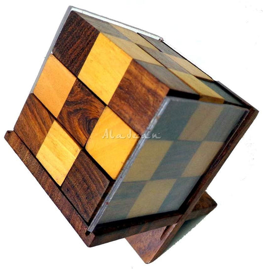 Kid Safe Wood Cube Mind Teaser Game
