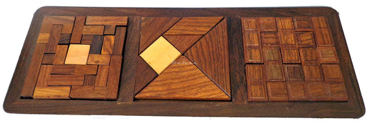 Tangram-Holzpuzzle – 3er-Set