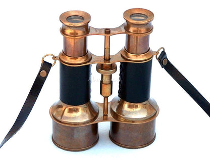 Antique Brass Binocular With Leather Case