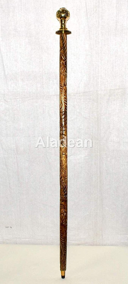 Brass Antique Wooden Walking Stick