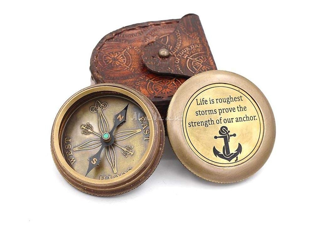Personalized Brass Compass Ship Anchor -Engraved inspirational gift ...