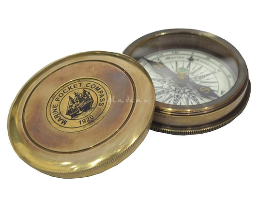 Engraved Brass Pocket compass - custom text logo wholesale manufacturer