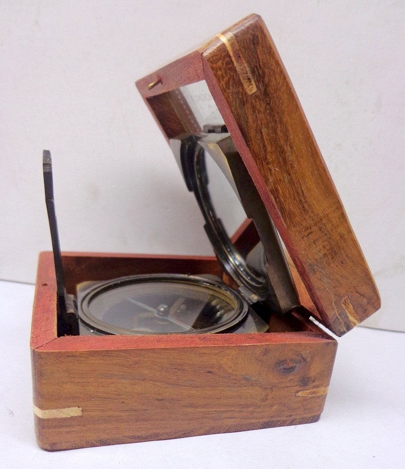 Antique-Finish Brass Brunton-Style Compass – Wholesale & Custom Gifts