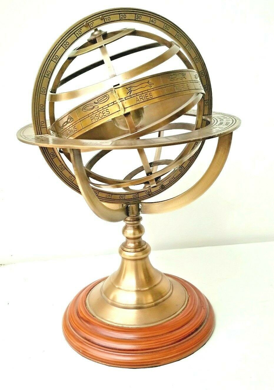 8 Antique Brass Armillary Sphere with Sundial Arrow, Nautical Maritime  Astrolabe Engraved Astrological Star Signs Globe, Home Decor Center Piece  Ideas