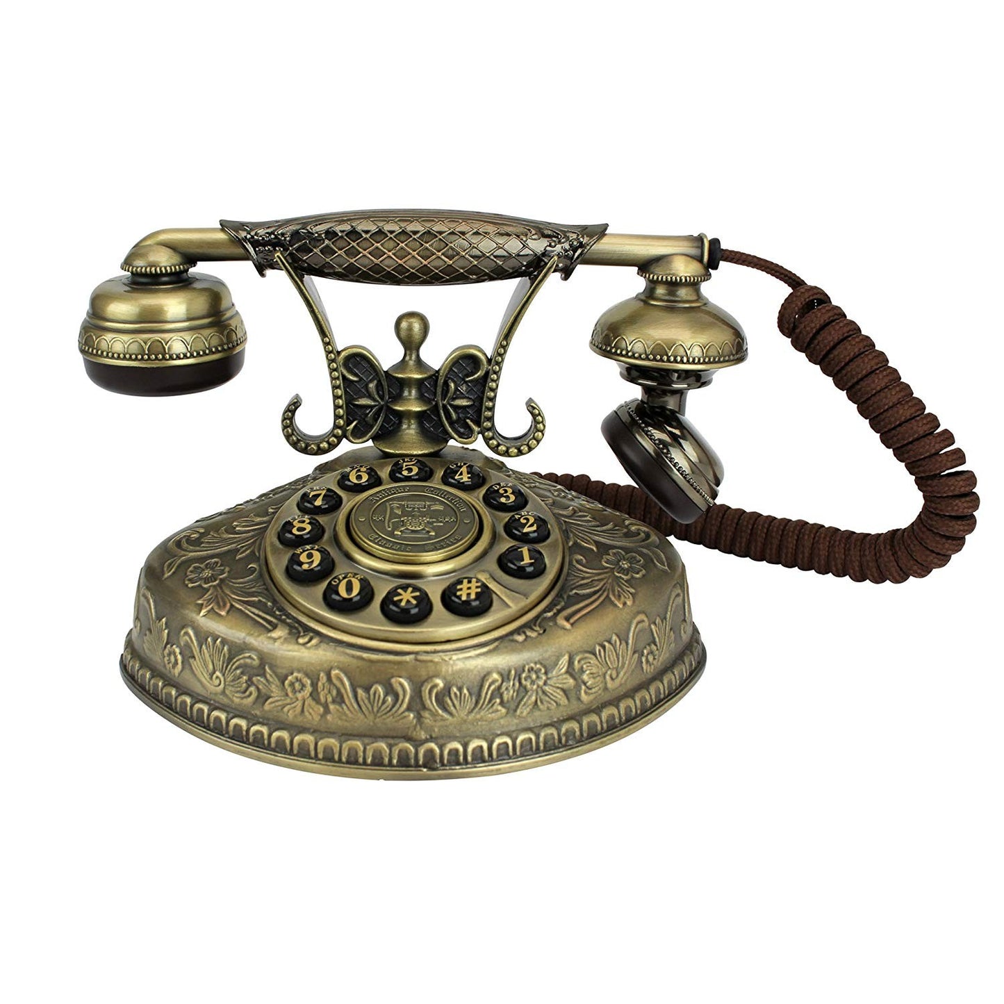 Téléphone décoratif vintage antique en laiton