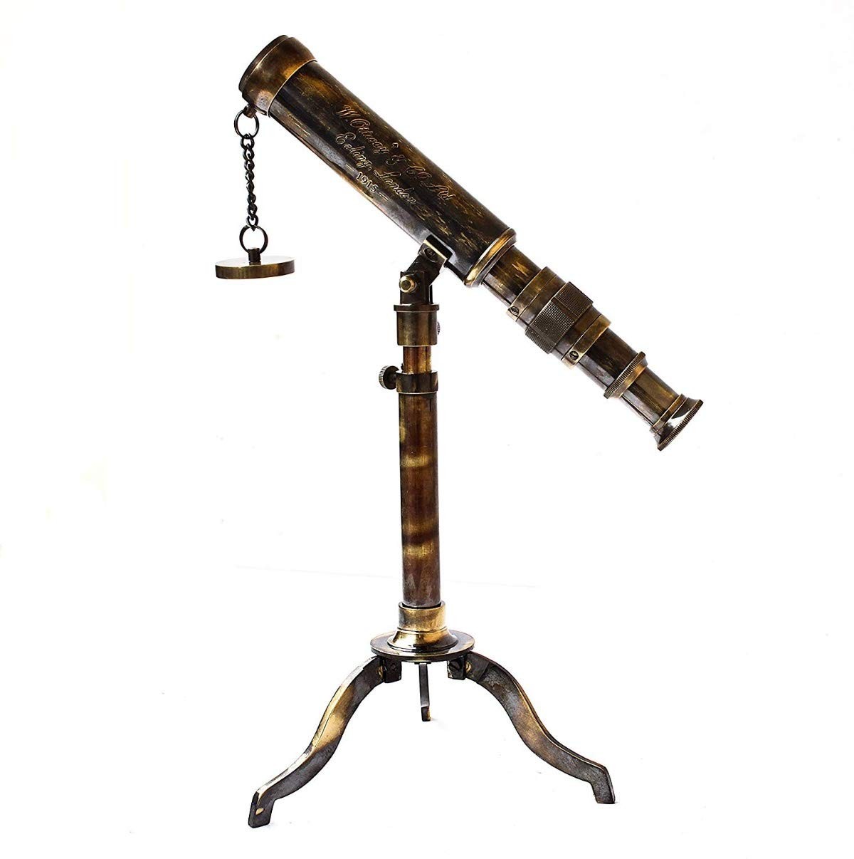 Vintage Maritime Nautical Brass Collectible Tripod Telescope