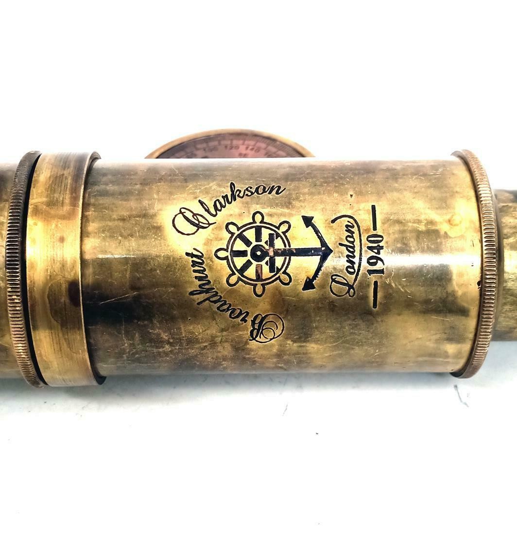 Brass Telescope 19" Scout Regiment Pirate Spyglass for Kids 20x Hi Magnification Gift