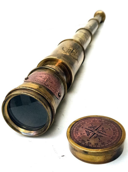 Brass Telescope 19" Scout Regiment Pirate Spyglass for Kids 20x Hi Magnification Gift