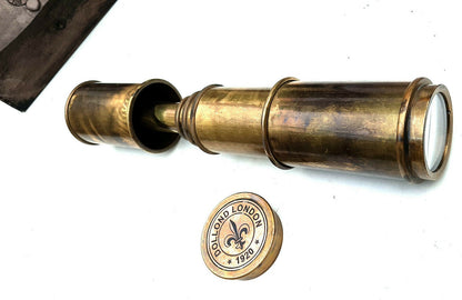 TÉLESCOPE EN LAITON - Dollond London 1915 RARE Réplique Antique Spyglass Scope