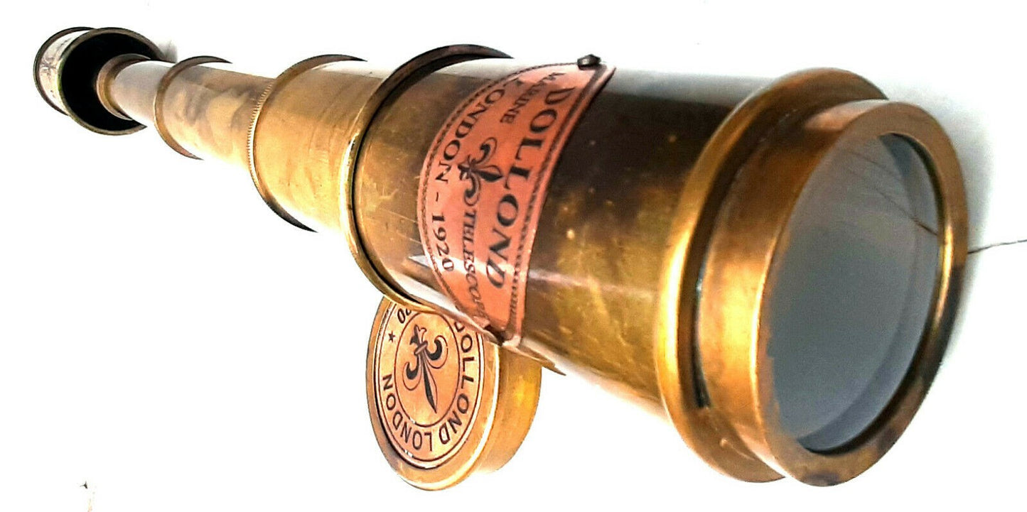 TÉLESCOPE EN LAITON - Dollond London 1915 RARE Réplique Antique Spyglass Scope