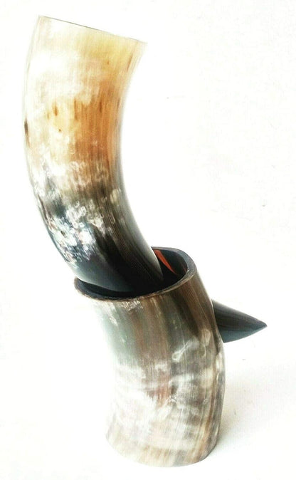 3x Viking Drinking Horn 100% Natural- THOR - Games of Thrones- Norse Goblet Ale Mead Beer Wine with Stand 10oz