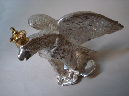 Punta a forma di aquila per Pickelhaube in ottone - Ornamento per elmetto tedesco con placcatura in argento