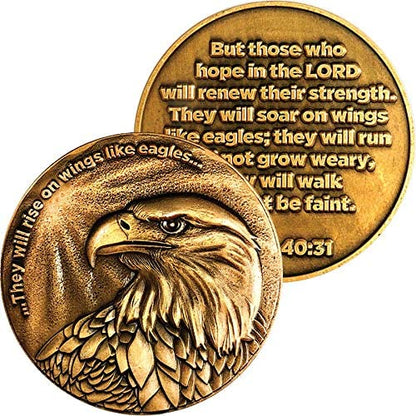 Embossed Brass Coins Custom Engraved Text Challenge Coins with Religious Quotes