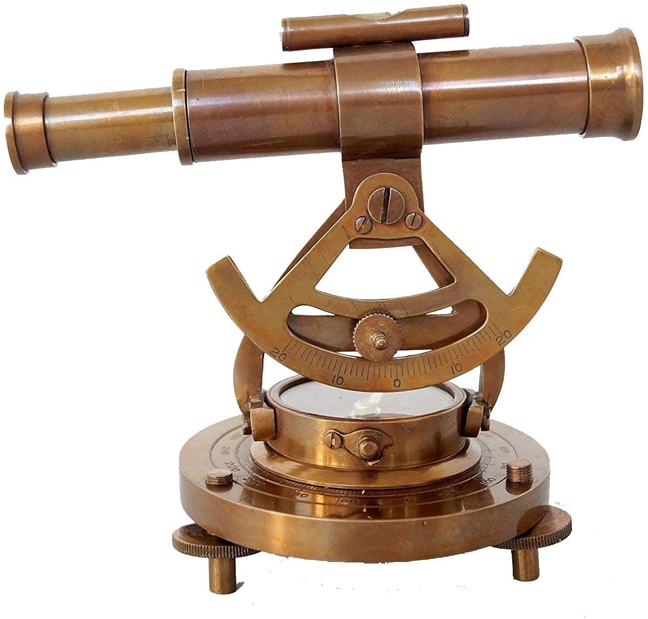 Alidade-Teleskop aus Messing mit Basiskompass 