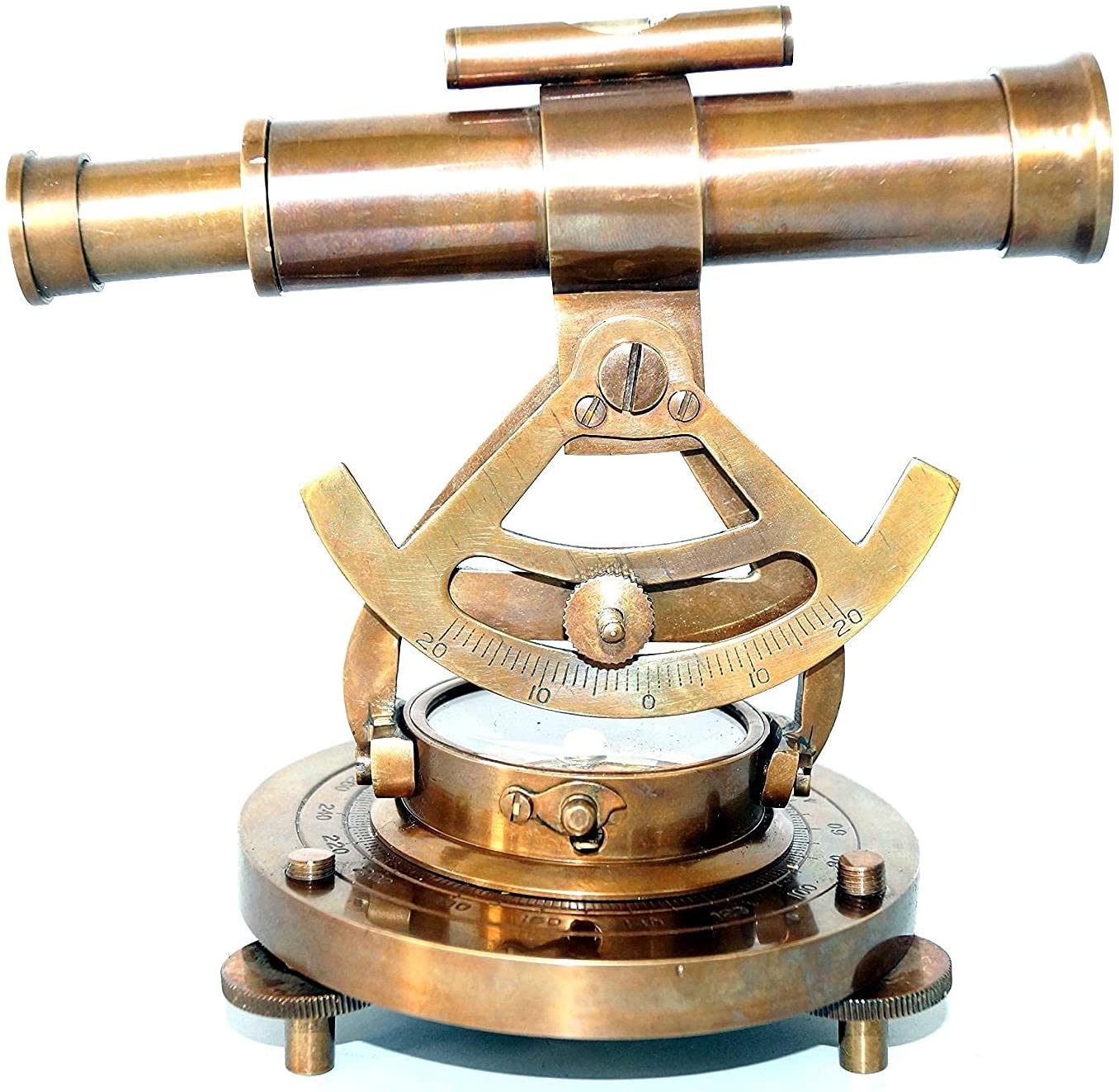 Brass Alidade Telescope with Base Compass