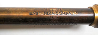 Télescope en laiton rare East India Company 1818 Tracker Spyglass Scope Réplique antique 32 pouces Grand souvenir vintage avec étui en cuir cousu main