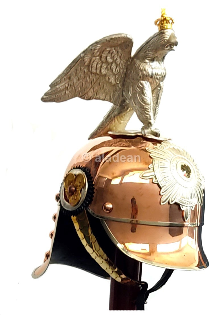 Preußischer Adler Pickelhaube - M 1860 Preußen Garde Kürassier Mannschaften Metalhelme Kupfer Silber Deutscher Offizier