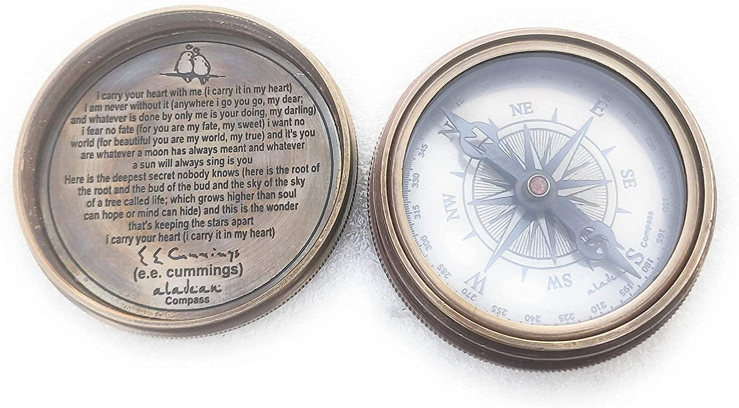 Geschenk für Freund, Freundin, werde alt mit mir, Kompass aus Messing