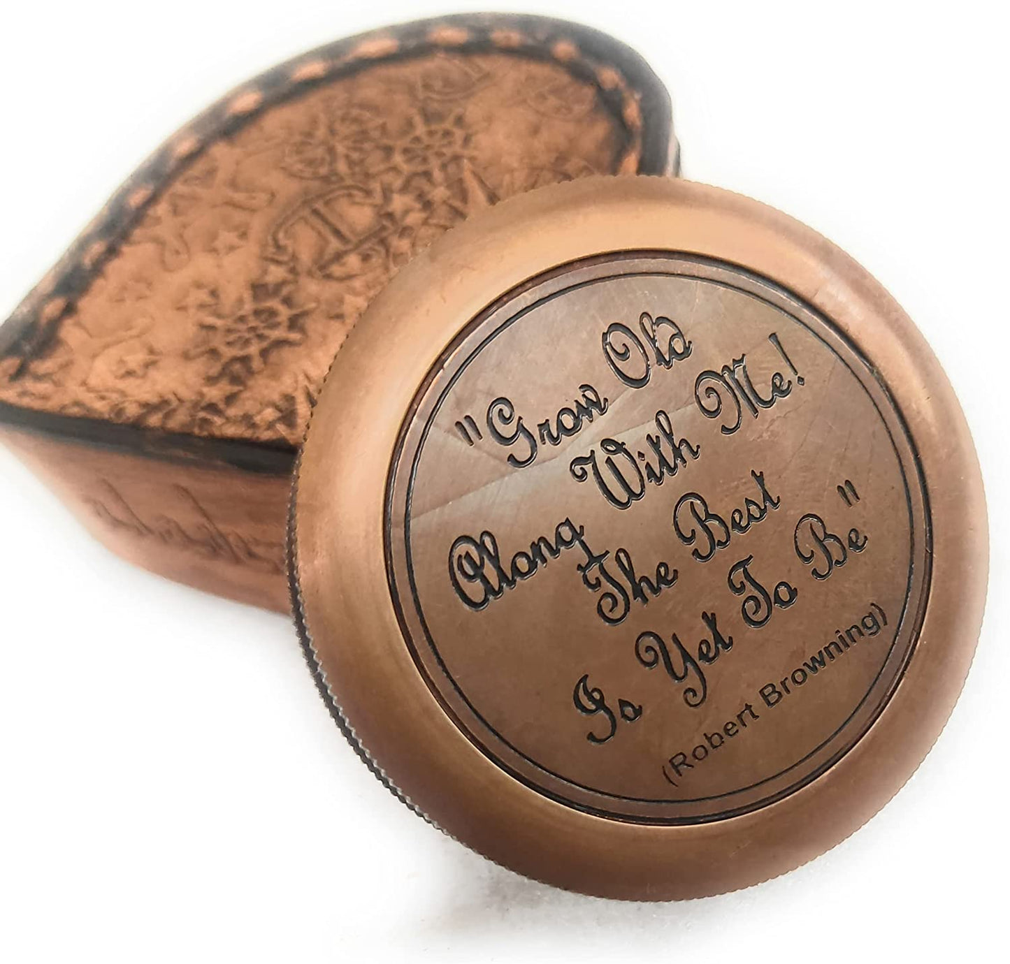 Gift for Boyfriend Girlfriend Grow Old With Me Brass Compass