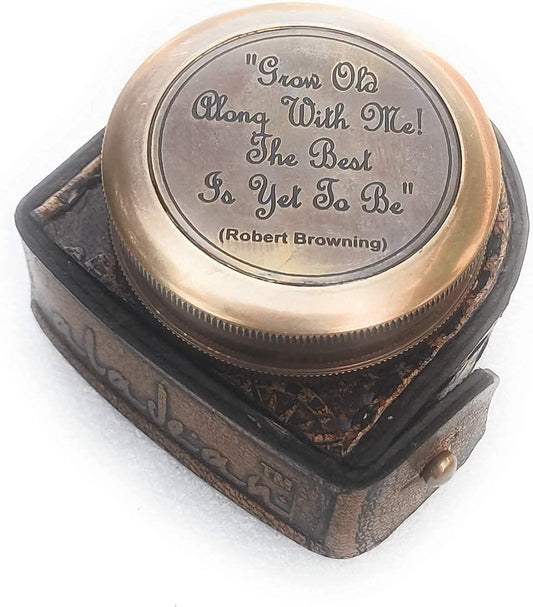 Gift for Boyfriend Girlfriend Grow Old With Me Brass Compass