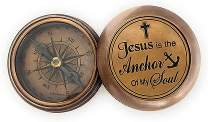Catholic Christian Religious Gifts - Jesus is Anchor Brass Compass