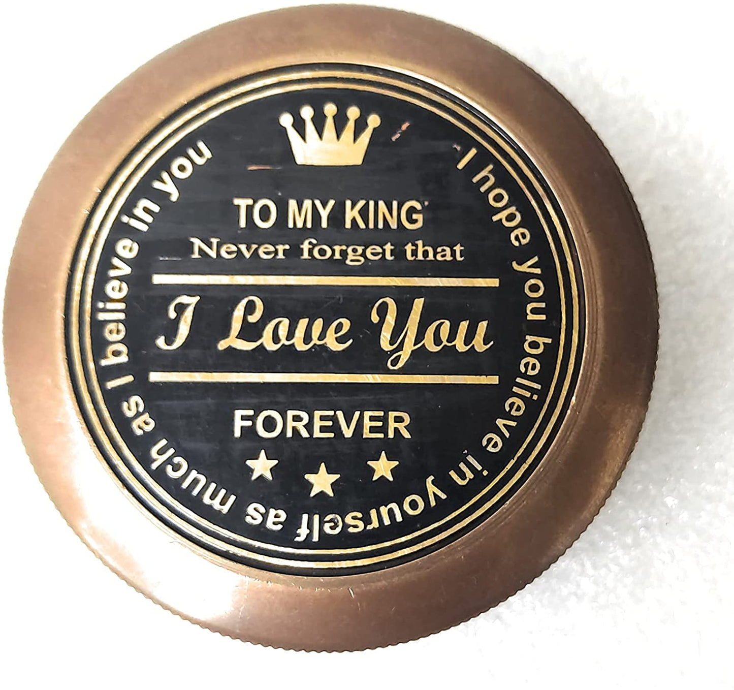 Geschenk für Ehemann und Ehefrau mit Gravur „My King“ aus Messing