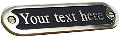 Personalisiertes Messingschild mit individuell graviertem Text-Logo